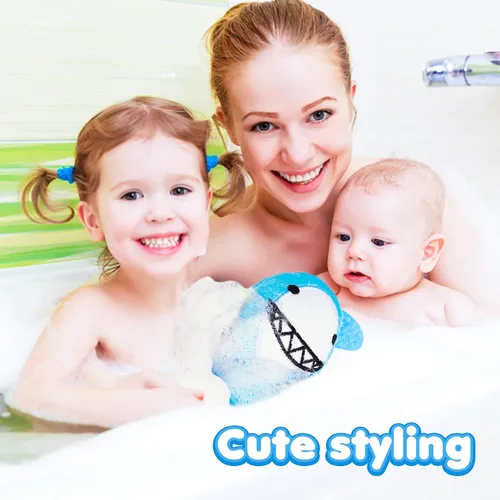 Vista 4 de Esponja de baño de animales para baño, esponja de lufa para niños, esponja de esponja corporal de malla, esponja de lufa para baño y ducha, esponja
