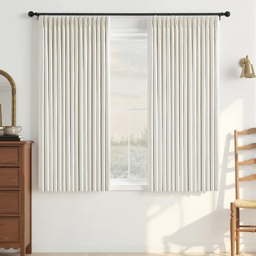 Vista 40 de Cortinas opacas de lino plisado natural de 96 pulgadas de largo