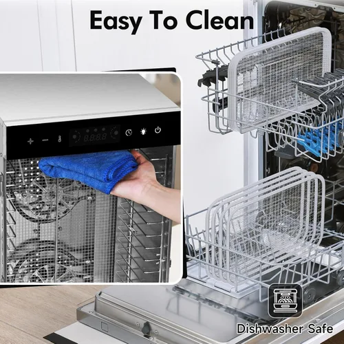 Vista 9 de Máquina deshidratadora de alimentos, 12 bandejas de acero inoxidable, deshidratador de carne de 1000 W para uso doméstico, temporizador de 24 horas