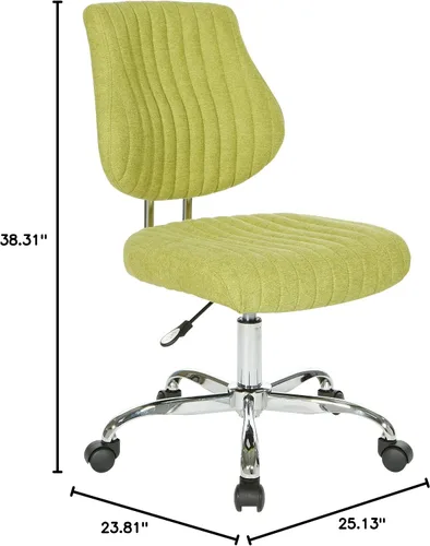 Vista 3 de OSP Home Furnishings Sunnydale - Silla de oficina de felpa ajustable con base cromada, albahaca