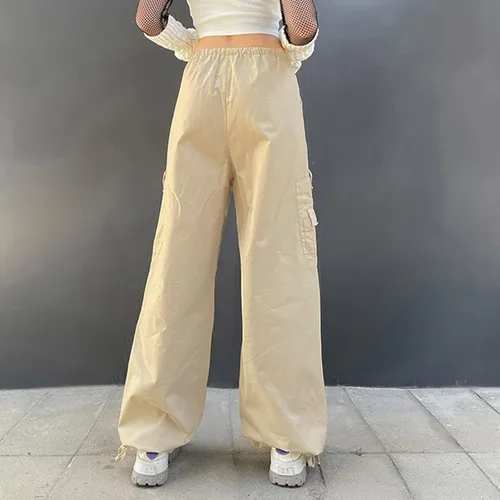 Vista 6 de FlekmanArt Womens Y2K Baggy Cargo Pants High Waisted Wide Leg Loose Casual Pants Trousers Streetwear