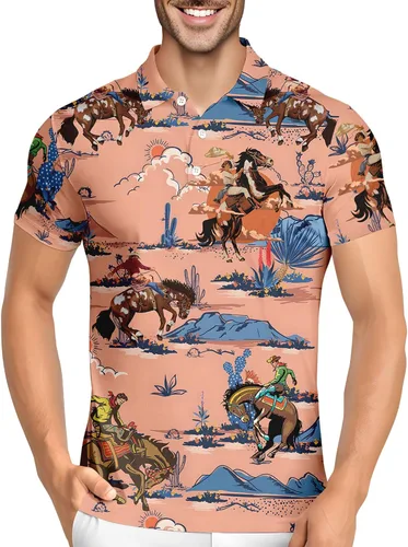 Vista 47 de HIVICHI Camisas de golf divertidas para hombre con patrón estampado loco colorido y novedad de alto rendimiento que absorbe la humedad, camisa tipo