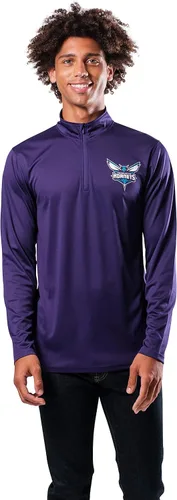 Vista 25 de Ultra Game Camiseta oficial de la NBA de manga larga con cremallera corta para hombre Gris Caliente Carbón