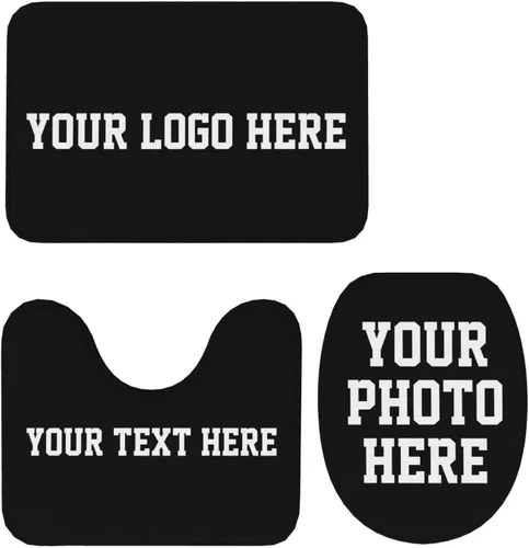 Vista 9 de Juego de 3 alfombras de baño personalizadas, diseño de tu foto, logotipo, texto, antideslizante, juego de alfombras de baño de 24 x 16 pulgadas
