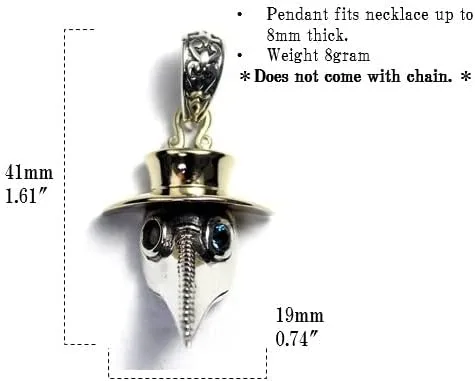 Vista 5 de Colgante de plata de ley 925 de COSUMOSU Steampunk Plague Doctor Bird Beak Mask