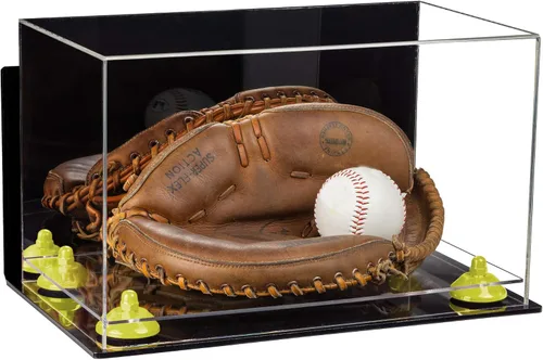Vista 171 de Better Display Cases Vitrina de guantes de béisbol de acrílico transparente con elevadores negros (A011/V16)