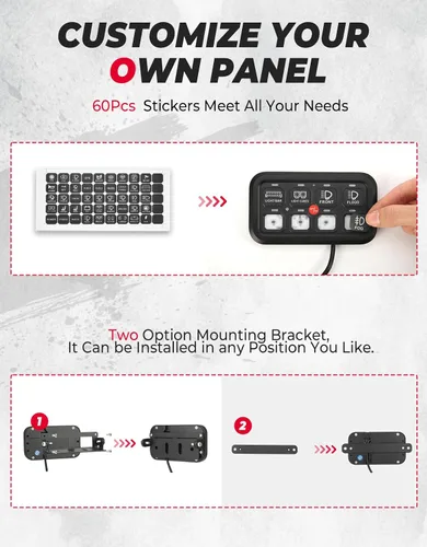 Vista 6 de KEMIMOTO Panel de interruptor táctil de 8 gang, control táctil LED para automóviles, UTV, camiones 60A Circuit Breaker, Blade Fuses, Solid-State