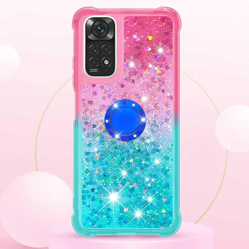 Vista 3 de Funda para teléfono Xiaomi Redmi Note 11S, funda para Redmi Note 11 4G, brillante efecto arena movediza TPU parachoques con cuatro esquinas cubierta