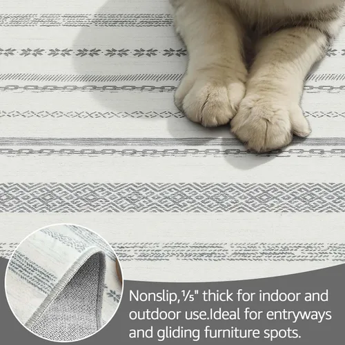 Vista 333 de jinchan Alfombra marroquí de pasillo 2x6 - Alfombra de pasillo lavable a máquina para cocina, alfombra moderna geométrica suave de pelo bajo