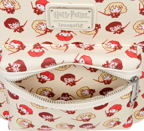 Vista 7 de Loungefly Mini mochila estampada de personajes de Harry Potter Chibi, Blanco sucio, Compacto