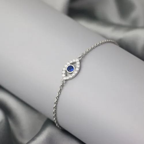 Vista 6 de Evil Eye Bracelet for Women, Silver Stainless Steel Bracelet as Protection Amulet for Girls, Good Luck Bracelet as Birthday Gifts for Daughter