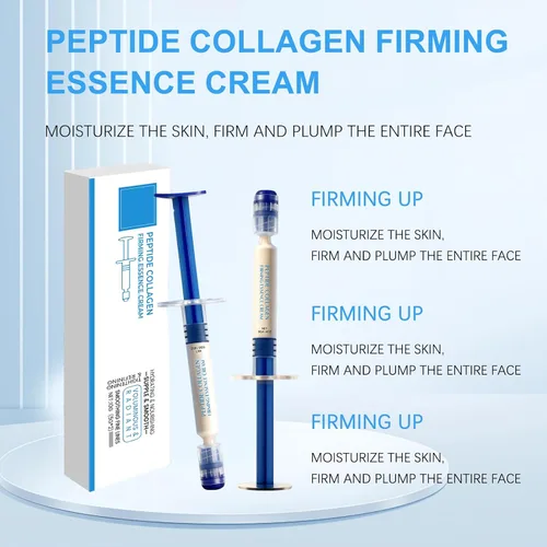 Vista 2 de Crema de esencia elástica de colágeno polipéptido, crema reafirmante antiarrugas con colágeno micromolecular para todo tipo de piel, 1 caja (2 tubos)