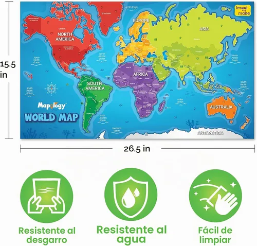 Vista 6 de Imagimake Mapology - Mapa del mundo con calcomanías reutilizables