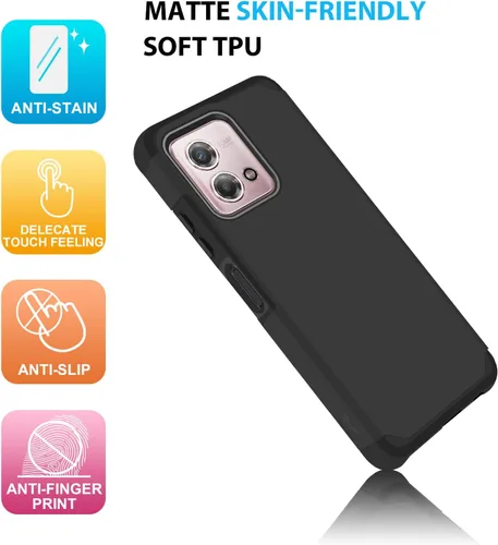 Vista 6 de TJS - Funda compatible con Motorola Moto G Stylus 4G 2023 (negro) with Tempered Glass Screen Protector Dual Layer Hybrid Magnetic Support