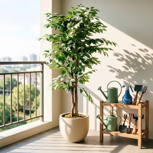 Vista 4 de [Usado] VECELO Árbol de ficus artificial con maceta resistente, planta de seda sintética de 5 pies para decoración de interiores y exteriores Ficus