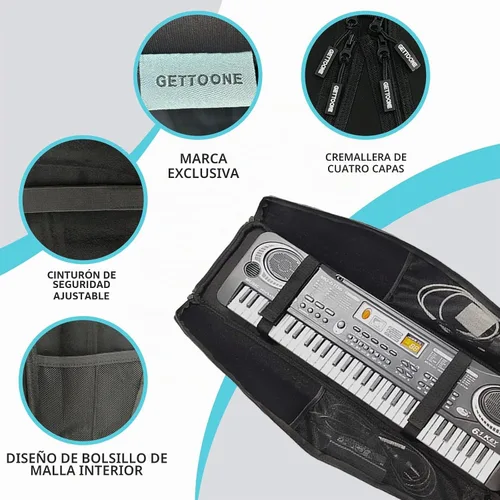Vista 6 de Bolsa para teclado electrónico, funda para piano con correas ajustables, fácil de transportar