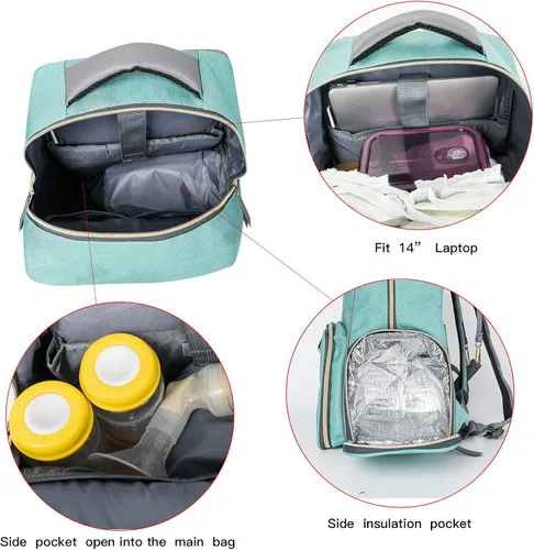 Vista 6 de Mochila para extractor de leche - Mochila multifunción para mamás de trabajo al aire libre con bolsillo aislante
