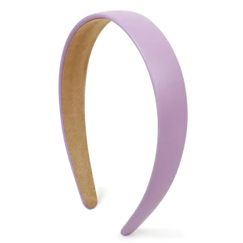 Vista 21 de Huachi Diademas negras para mujer, diadema negra de piel sintética para mujeres y niñas, banda de plástico duro para cabeza de colores sólidos