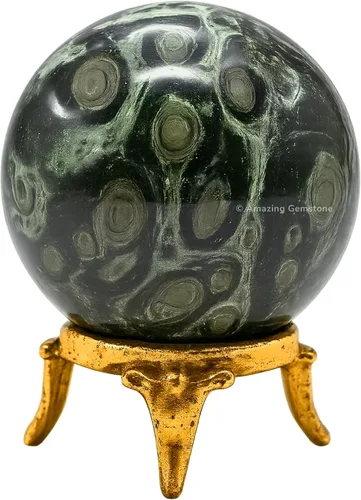 Vista 78 de Amazing Gemstone Bola de cristal de Amazonita con soporte, bolas de meditación de esfera de cristal de 2 pulgadas para brujería y bolas decorativas