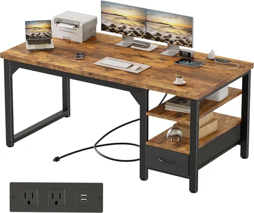 Vista 109 de Mericonia Escritorio para computadora, escritorio de juegos para espacios pequeños, mesa de estilo moderno y simple para oficina en casa, mesa