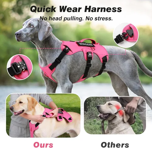 Vista 2 de WINGOIN Arnés para perro a prueba de escapes, arnés sin tirones para perros medianos, arnés reflectante ajustable con clip frontal para mascotas