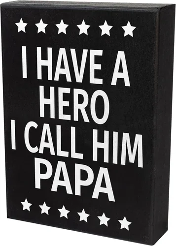 Vista 8 de JennyGems Regalo para papá, cartel de madera con texto en inglés "I Have a Hero I Call Him Papa", regalos para papá, decoración de estantes y colgar