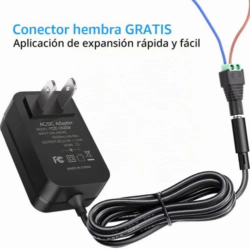 Vista 3 de Adaptador de corriente DC12 V 2A, SANSUN transformadores de AC100-240 V a DC12 V, fuente de poder de conmutación para tiras de luces LED de 12 V