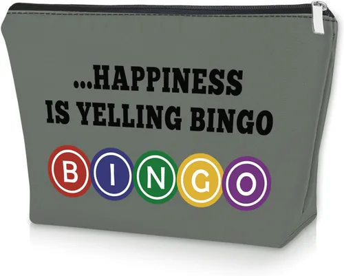 Vista 8 de Sazuwu Bingo Regalos Bolsa de Maquillaje Bingo Amantes Regalos Cosméticos Bolsa de Cumpleaños Regalos de Navidad Bolsa de viaje, Beige