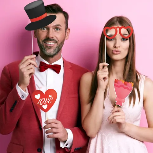 Vista 2 de Accesorios para cabina de fotos del día de San Valentín, accesorios para sesión de fotos para sesión de fotos, máscaras divertidas, gafas