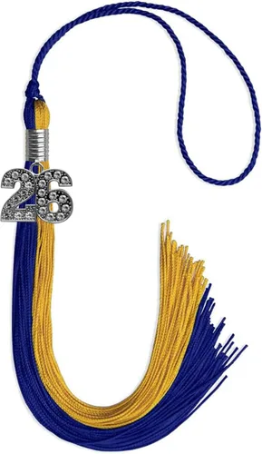 Vista 229 de Endea Graduation Borla de doble color con dije de plata brillante (negro/oro antiguo, 2025)