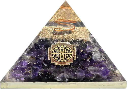 Vista 14 de Amazing Gemstone Pirámide de orgón de amatista para EMF y protección de energía negativa - Pirámide de cristal de amatista natural, Amatista