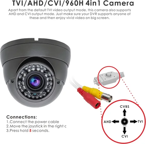 Vista 3 de 5MP 4MP Dome Super Hybrid Cámara de seguridad HD-TVI/CVI/AHD/960H Cámara de seguridad de vigilancia CCTV 0.110-0.472 in lente varifocal