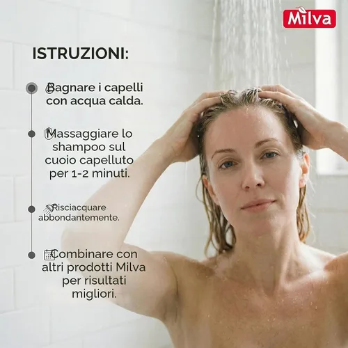Vista 9 de Milva Champú con extracto natural de manzanilla - Da suavidad y brillo al cabello 6.8 fl oz por Milva