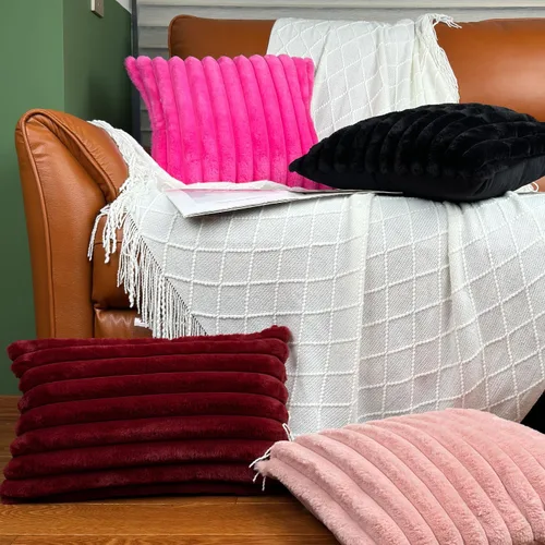 Vista 6 de Juego de 2 fundas de almohada decorativas de 16 x 16 pulgadas, fundas decorativas de piel sintética para cama, sofá, funda de almohada suave y Negro