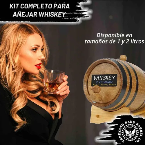 Vista 4 de The Whiskey Experience - Kit de elaboración de whisky prémium con barril de envejecimiento de roble de 1 litro y 10 esencias de sabor a licor, hace