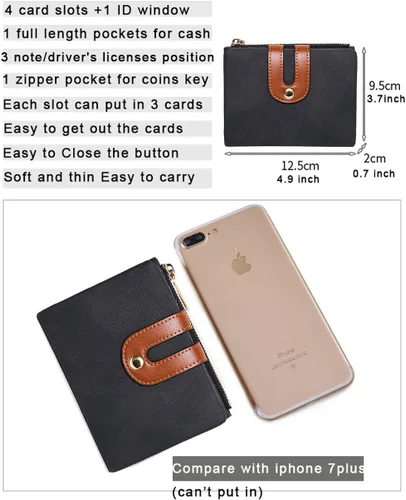 Vista 6 de TOPKULL Carteras para mujer, carteras de cuero plegables pequeñas para mujer, mini RFID, billeteras delgadas con cremallera, carteras compactas