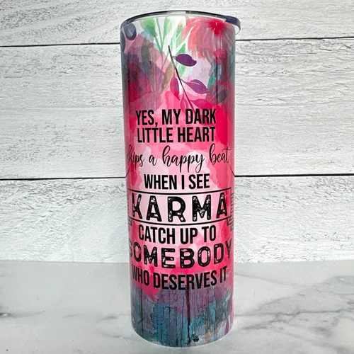 Vista 2 de Karma Catch Up To Someone Who Merves It - Vaso sarcástico divertido con tapa con popote para mujeres, compañeros de trabajo, regalo, taza de viaje