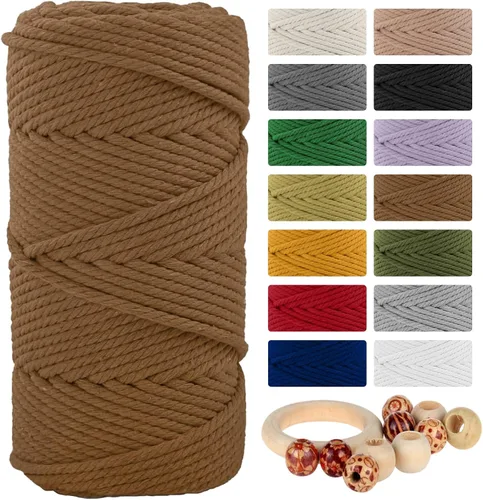 Vista 32 de Munzong - Cuerda de macramé color verde ejército, 5 mm x 109 yardas, cuerda de algodón natural hecha a mano colorida de 100 m, cuerda de macramé
