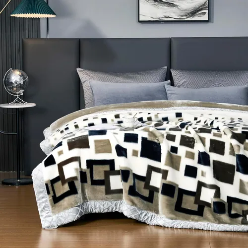 Vista 2 de LGYKUMEG Manta pesada de visón coreano, tamaño Queen de 79 x 91 pulgadas, sedosa suave y cálida, manta de cama Raschel reversible de 2 capas, 9