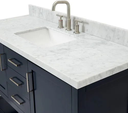 Vista 15 de ARIEL Bayhill - Tocador de baño con lavabo de 54 pulgadas, madera maciza, encimera de mármol italiano de Carrara de 1.5 pulgadas, fregadero Azul