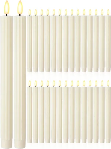 Vista 12 de 30 velas LED sin llama de 11 pulgadas a granel, estilo clásico, marfil