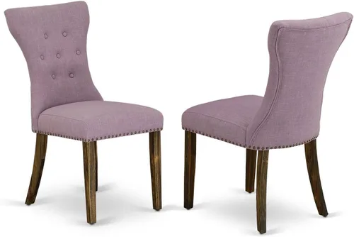 Vista 12 de East West Furniture GAP1T24 Gallatin Parsons - Juego de 2 sillas de comedor tapizadas de tela de lino negro, con botones copetudos, color negro