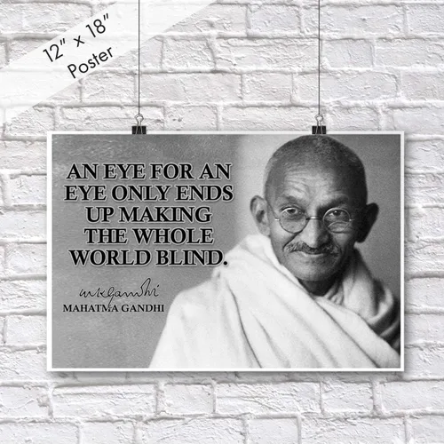 Vista 2 de Mahatma Gandhi - Póster motivacional con citas inspiradoras para el aula, arte de pared pionero, arte de pared, decoración de la India, imágenes