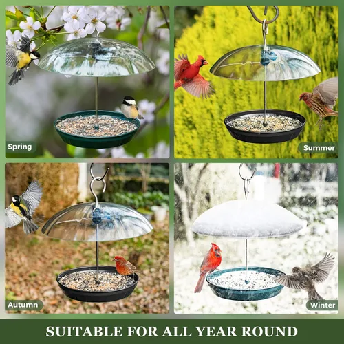 Vista 6 de Kingsyard - Comedero para pájaros con cúpula ajustable para colgar al aire libre