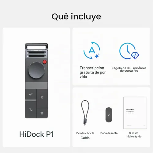 Vista 7 de HiDock Grabadora de voz P1 AI: Grabadora de voz inteligente Trabaja con auriculares Bluetooth, dispositivo de grabación digital portátil BlueCatch
