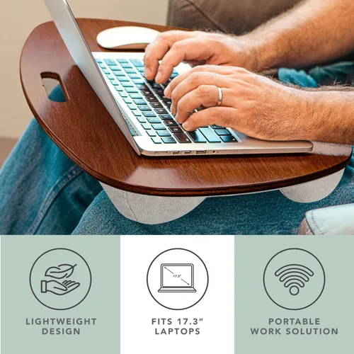 Vista 2 de LapGear Extra Large - Escritorio de regazo de bambú - Castaño - Se adapta a laptops de hasta 17.3 pulgadas - Número de estilo 91692