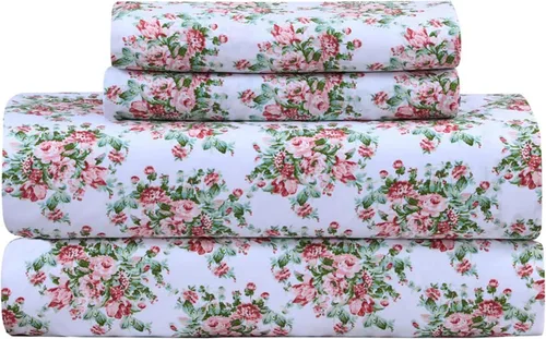 Vista 13 de Feather & Stitch - Juego de sábanas de 100 % algodón más suaves, ropa de cama de tejido percal de 300 hilos, bolsillo profundo de 16 pulgadas