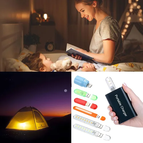 Vista 7 de PATIKIL Luz nocturna USB, portátil, enchufable, pequeña luz LED con 24 cuentas de lámpara con interruptor de sensor táctil, luz USB para baño