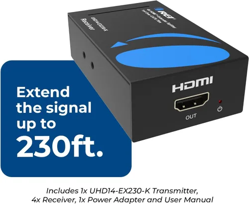 Vista 2 de OREI Divisor extensor HDMI 4K 1x4, cable múltiple a través de un solo cable CAT6/7 4K @60Hz 4:4:4 HDCP 2.2 con gestión EDID, hasta 230 pies, bucle
