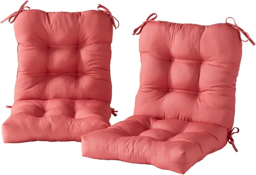 Vista 20 de Cojines para silla de exterior con bisagras, diseño de una sola pieza, cojín reversible para asiento y respaldo de patio con lazos, tela de Aloha